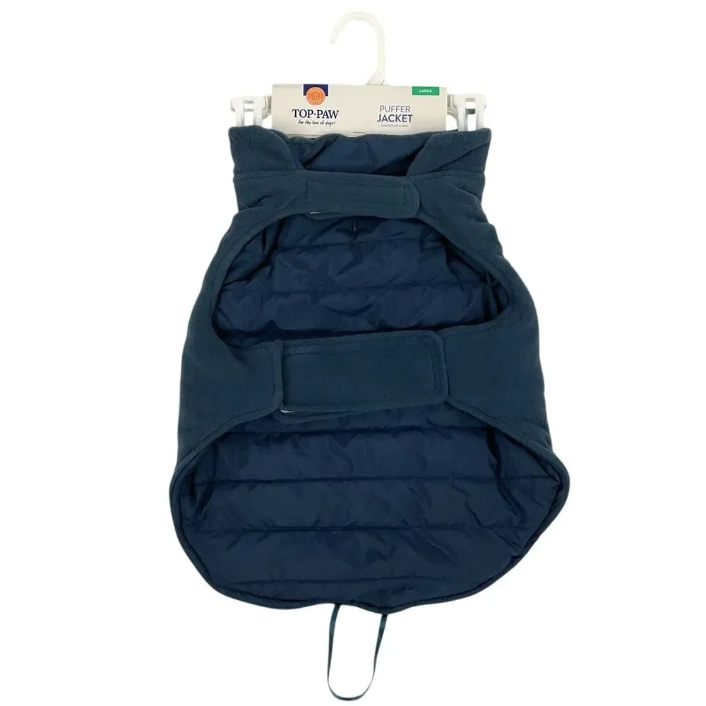 Top Paw Size‎ L (17.5” / 29”) Blue Reversible Dog Puffer Jacket Warm Winter NWT